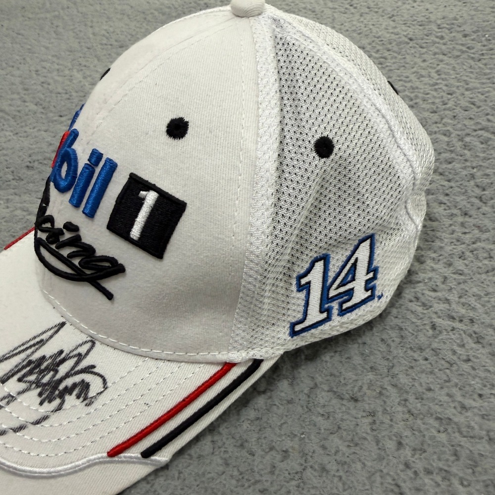 NASCAR Mobil 1 Racing Tony Stewart 14 Trucker Hat White Adjustable Mesh Cap Mens - Picture 5 of 8